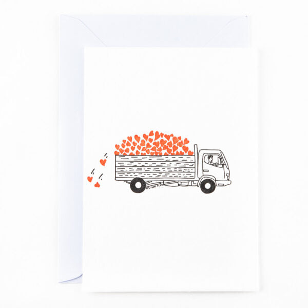 Truck With Hearts - Card