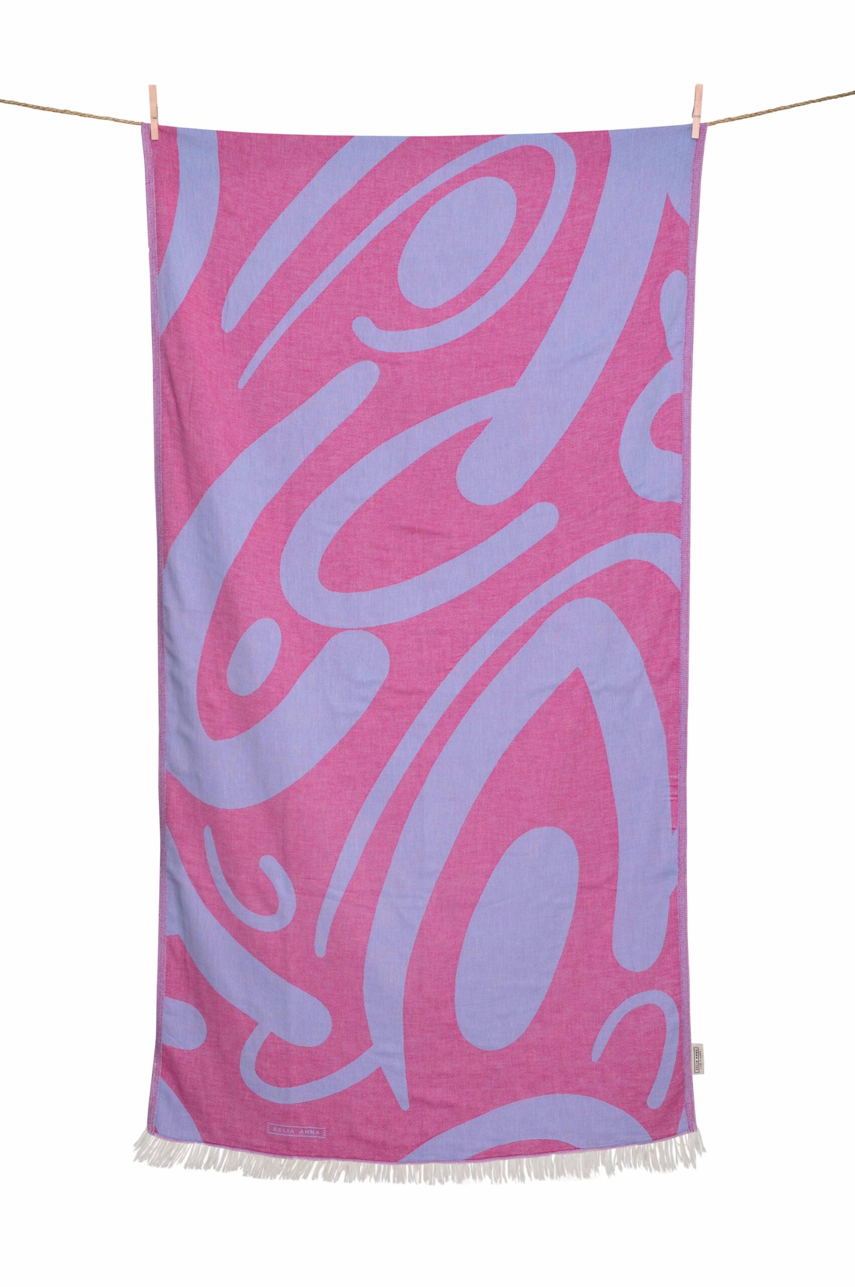 Beach Towel „Persefoni" Fuchsia & Light Blue 90x180cm