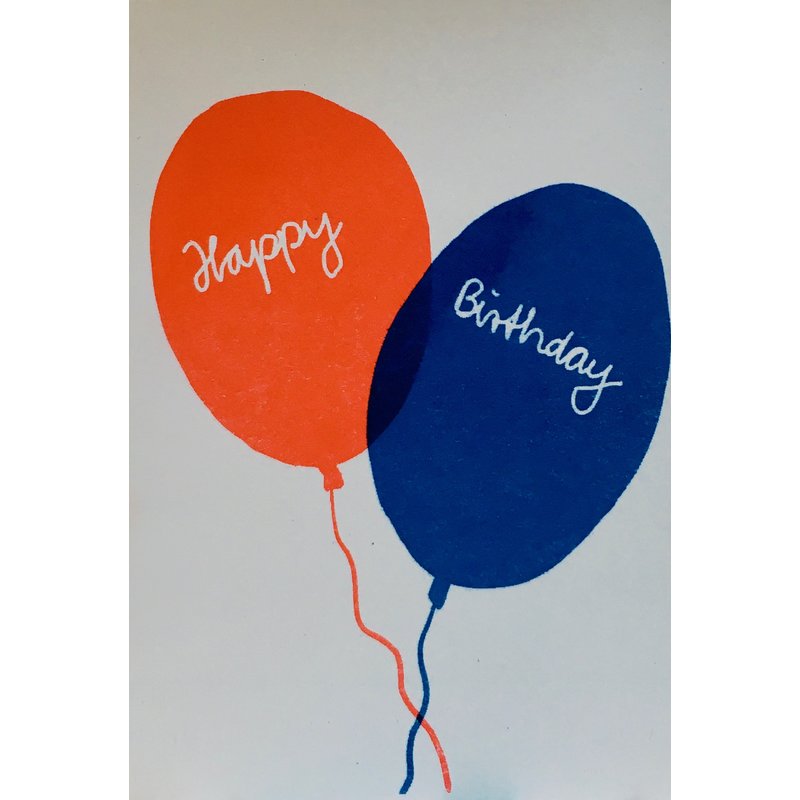 Happy Birthday Ballon Rot Blau - Karte